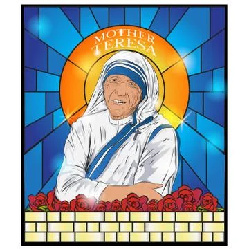 St. Mother Teresa of Calcutta stained glass window vector illustration Stock Illustration