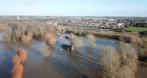 St Neots - River Ouse Burts Its Banks After Storm Bella -  Campsite Stockbeeldmateriaal 145842371