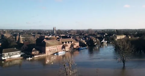 St Neots - River Ouse Burts Its Banks After Storm Bella -  Riveside Park 4K Stock-Footage 145844764