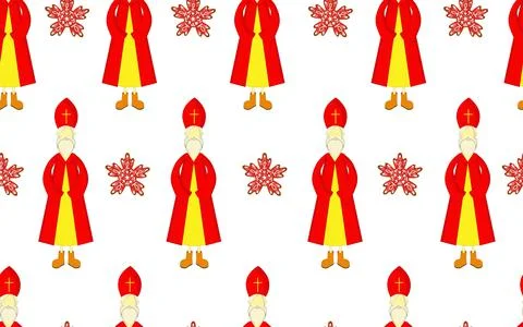 St. Nicholas Day pattern. Seamless. Red mantle and miter. Boxing Day for chil Stock Illustration