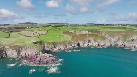 St. Non’s Cliffs, St Davids, Haverfordwest, Wales, England Stock-Footage 249384362