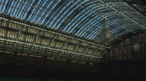 St Pancras station interior with single passenger Video stock 37039367