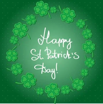 St Patric day pattern with green clover leafs 스톡 일러스트