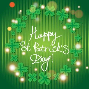 St Patric day pattern with green clover leafs Illustrazione stock