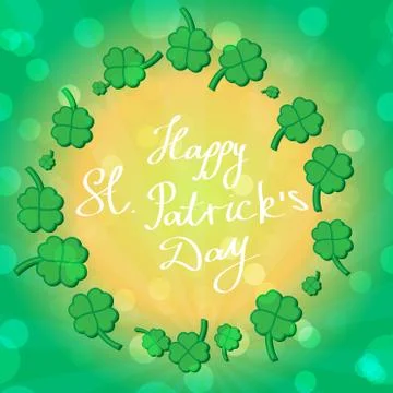 St Patric day pattern with green clover leafs 스톡 일러스트