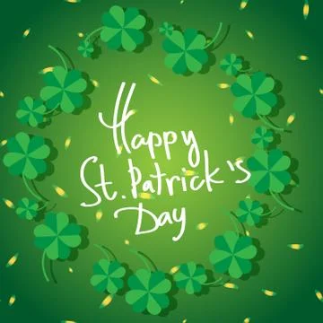 St Patric day pattern with green clover leafs Stock Illustration
