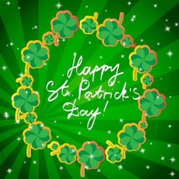 St Patric day pattern with green clover leafs 스톡 일러스트