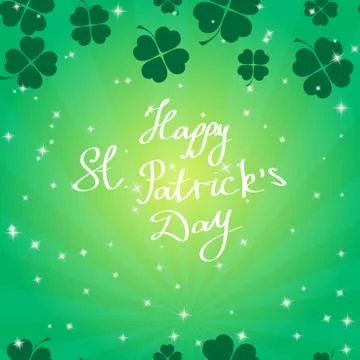 St Patric day pattern with green clover leafs 스톡 일러스트