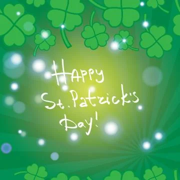 St Patric day pattern with green clover leafs Stock Illustration