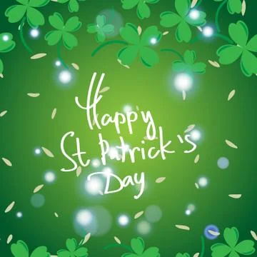 St Patric day pattern with green clover leafs Stock Illustration