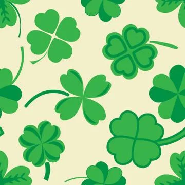 St Patric day pattern with green clover leafs Stock Illustration