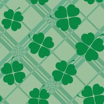 St Patric day pattern with green clover leafs Stock Illustration