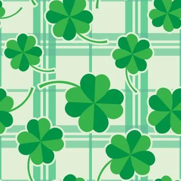 St Patric day pattern with green clover leafs Stock Illustration