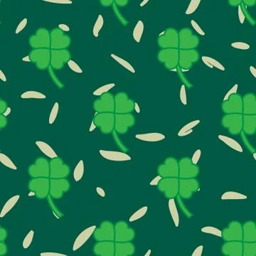 St Patric day pattern with green clover leafs Stock Illustration