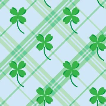 St Patric day pattern with green clover leafs Stock Illustration