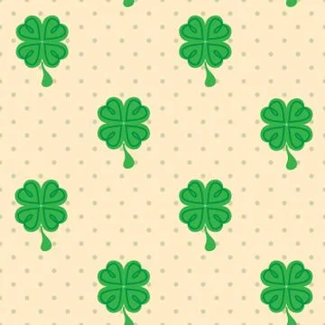 St Patric day pattern with green clover leafs Stock Illustration