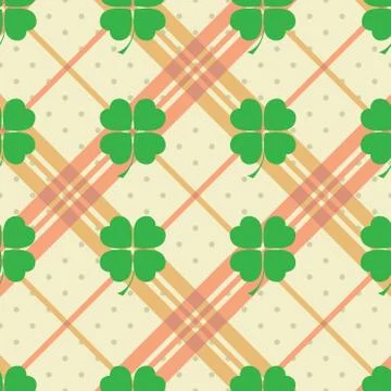 St Patric day pattern with green clover leafs 스톡 일러스트