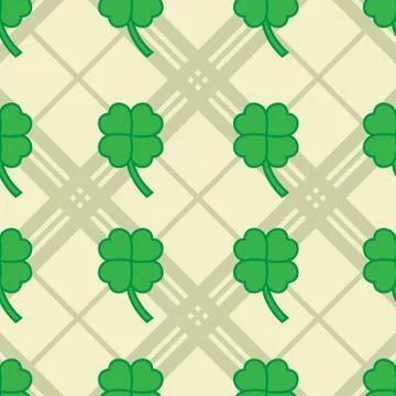 St Patric day pattern with green clover leafs 스톡 일러스트