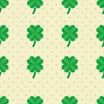 St Patric day pattern with green clover leafs Stock Illustration