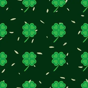St Patric day pattern with green clover leafs Illustrazione stock
