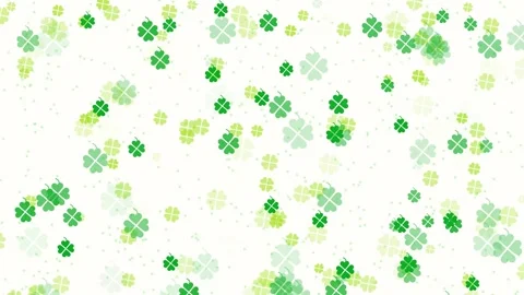 St Patrick background green four leaf clover on white 4K Stock Footage 303063893
