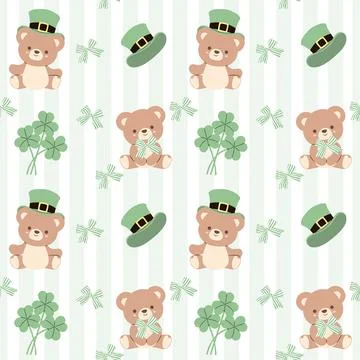 St Patrick bear pattern Stock Illustration