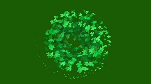St Patrick Clovers Swirl Animation on Green Background Stock Footage 149251998
