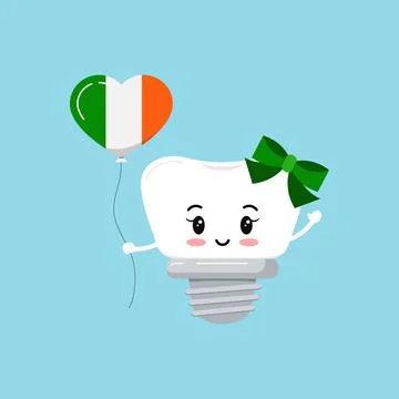 St Patrick cute tooth dental implant icon isolated. Stock Illustration