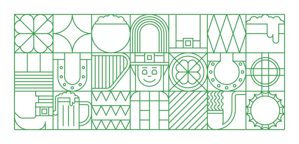 St Patrick day abstract geometric shamrock pattern Stock Illustration