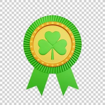 St patrick day award clover green ribbon icon Stock Illustration