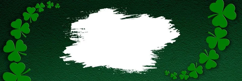 St Patrick day background with copy space. Green background with clovers Stock Photos
