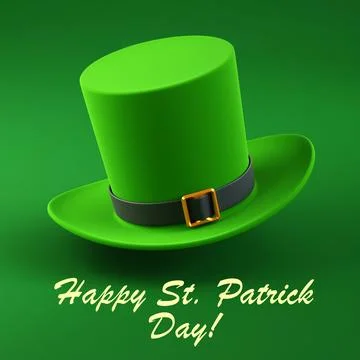 St. Patrick Day background. Green top hat with gold buckle on green backgroun Stock Illustration