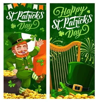St. Patrick Day cartoon vector celtic banners Stock Illustration