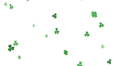 St. patrick day clover animation loop falling shamrock leaves motion Stock Footage 346544062