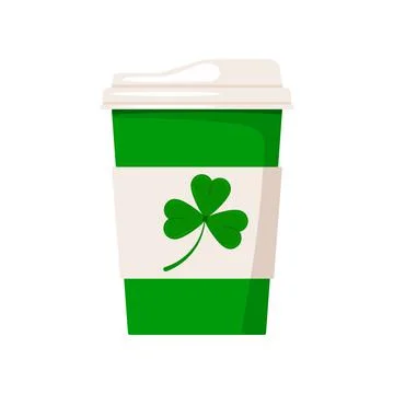 St Patrick day coffee cup with shamrock. Stock Illustration
