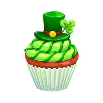 St Patrick day cupcake with green leprechaun hat Stock Illustration