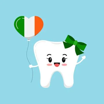 St Patrick day cute tooth dental icon isolated. Stock Illustration