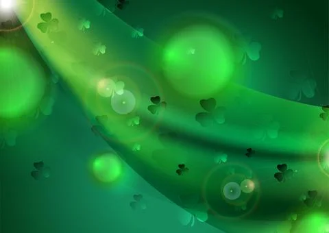 St Patrick Day emerald green abstract background with shamrock leaves Stock Illustration
