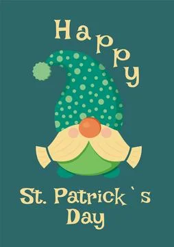 St Patrick Day Gnome, Green Card Stock Illustration