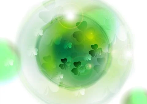 St Patrick Day green white abstract background with shamrock leaves Stock Illustration