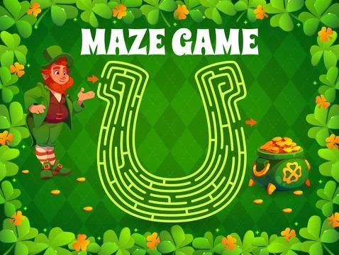 St Patrick day holiday labyrinth maze game Stock Illustration