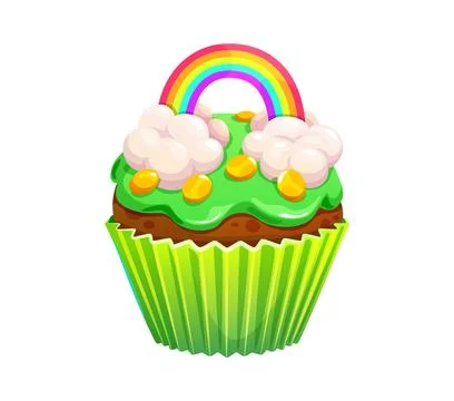 St Patrick day holiday sweet cupcake with rainbow イラスト素材