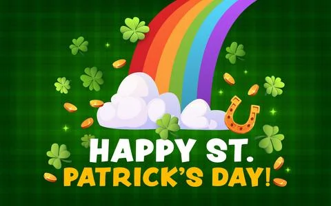 St Patrick Day leprechaun rainbow greeting card 스톡 일러스트