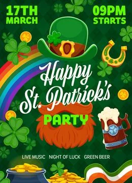 St Patrick Day night party flyer for Irish holiday Stock Illustration