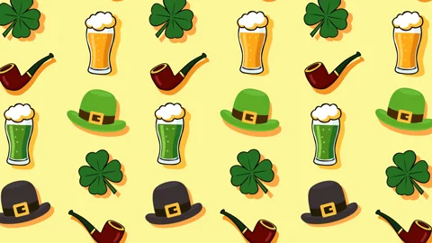 St Patrick Day Pattern with Beer Hat Clover and Pipe Stock-Footage 331936711
