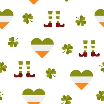 St. Patrick day seamless pattern with heart. Cute festive background for irish Stock Illustration