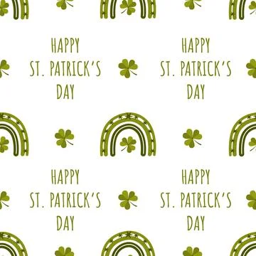 St. Patrick day seamless pattern with boho rainbow. Childish print for irish 스톡 일러스트