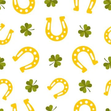 St. Patrick day seamless pattern with horseshoe. Cute festive background for Illustrazione stock