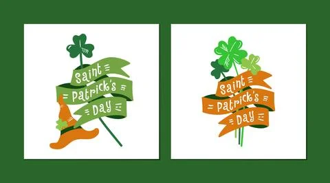 St Patrick Day. set of the tape with the words St. Patrick's Day clover leaves Stock Illustration