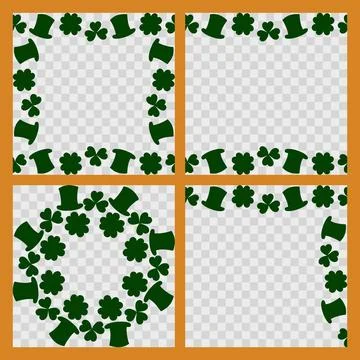 St Patrick Day Square Top and Bottom Corner and Circle Frames of traditional イラスト素材